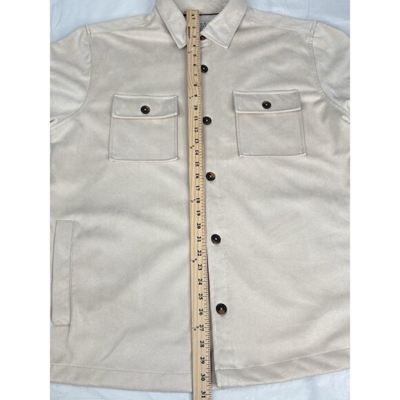 Ike Behar Faux Suede Water Repellent Cream Shirt Jacket Men’s Size XL Shacket - Picture 9 of 14